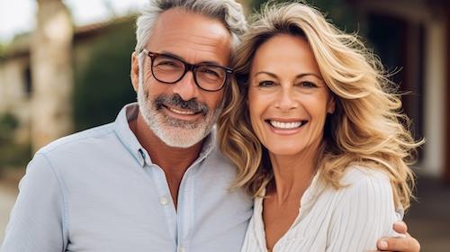 middle-aged man and woman smiling