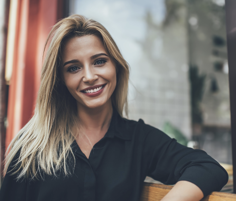 blonde woman smiling