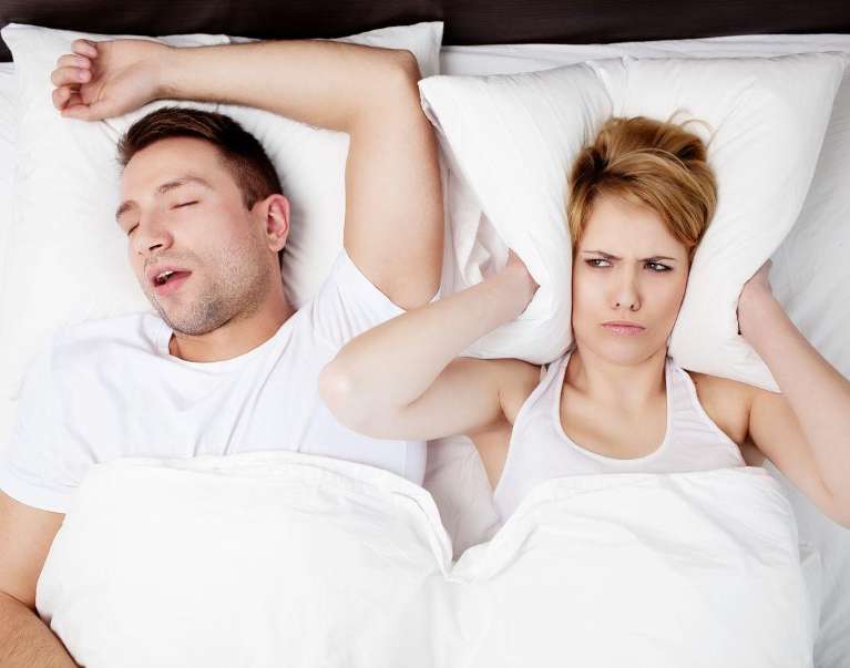 a man snoring