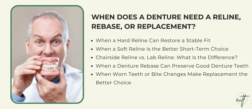 Reline, Rebase, or Replacement Which Repair Matches the Problem